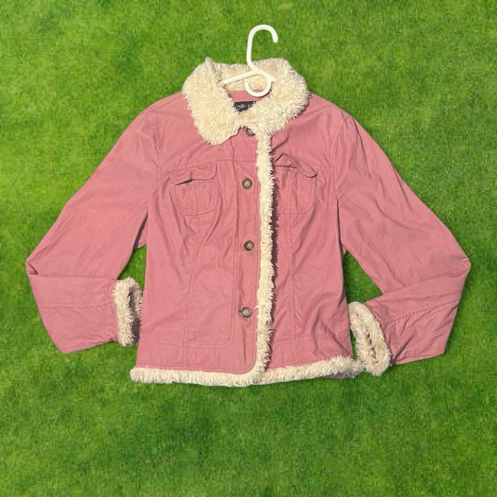 Pink & Cream Faux Fur Coat